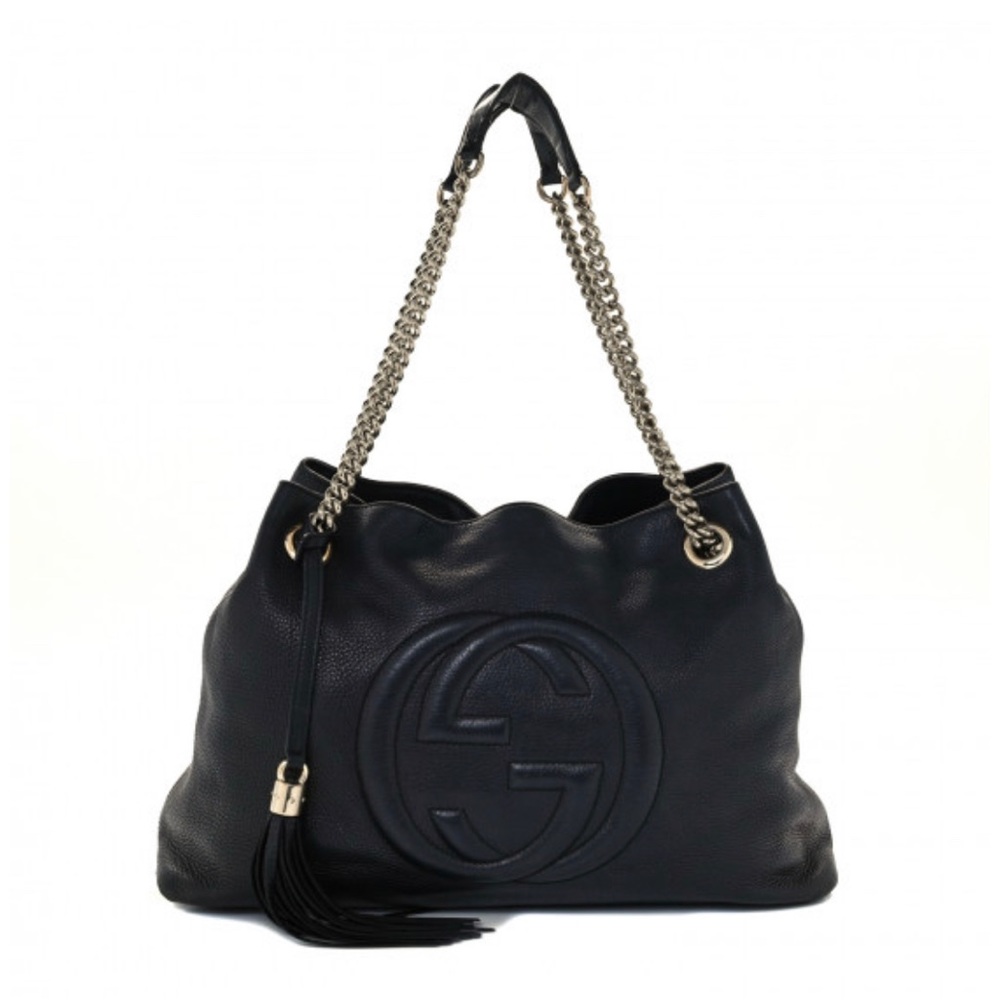 Gucci Black Soho Shoulder Bag in Pebbled Black Leather